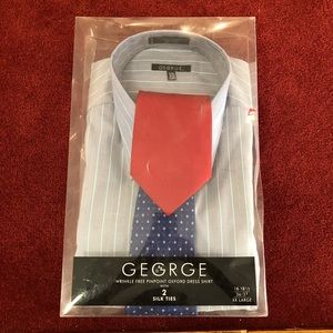 George Pinpoint Oxford Dress Shirt and 2 Silk Ties